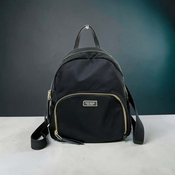 kate spade Handbags - Kate Spade New York Black Double Zip Adiustable Strap Nylon Backpack